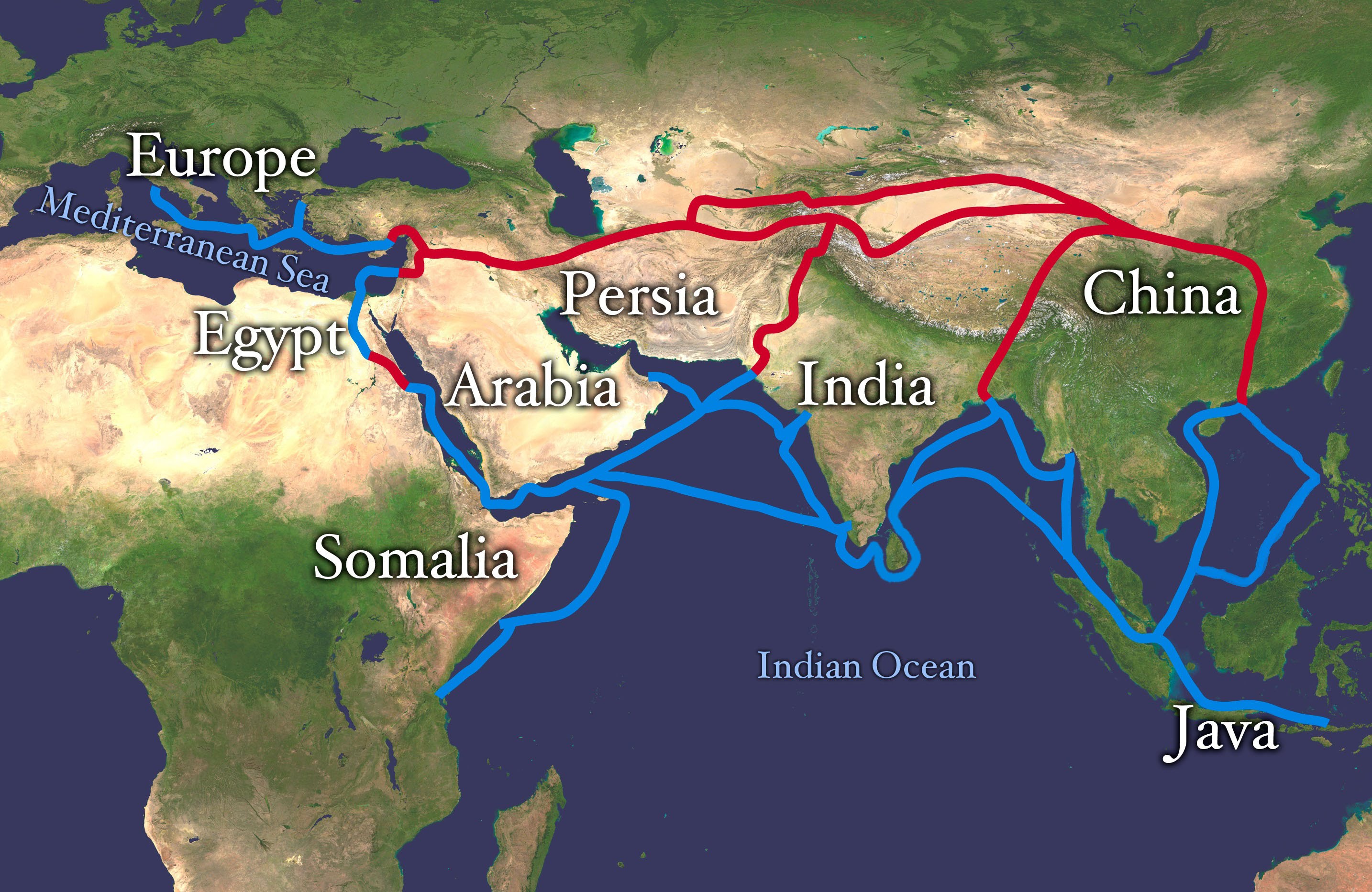 Trade routes from China to the West during the Mongol Period (Wikimedia Commons )